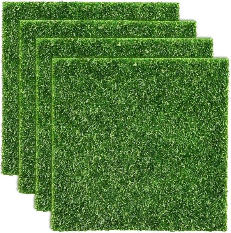 Versatile 6"x6" Artificial Grass for Dollhouse Decor and Fairy Gardens - 4 Pack gallery