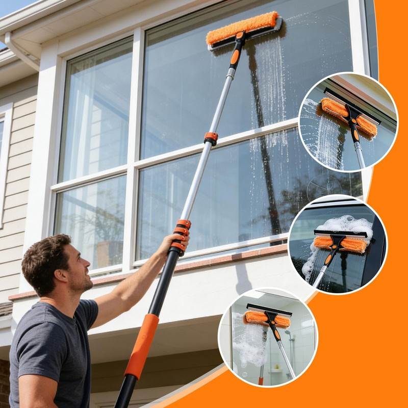 30FT High Window Cleaning Kit, 5-24 FT Telescoping Extension 5-24FT, Orange gallery