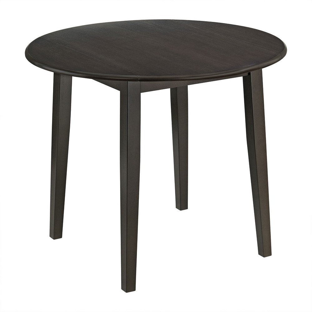 ROME + OAK Hinged Drop Leaf Dining Table, 22 to 36 Inch Round Tabletop, Brown