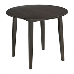 ROME + OAK Hinged Drop Leaf Dining Table, 22 to 36 Inch Round Tabletop, Brown
