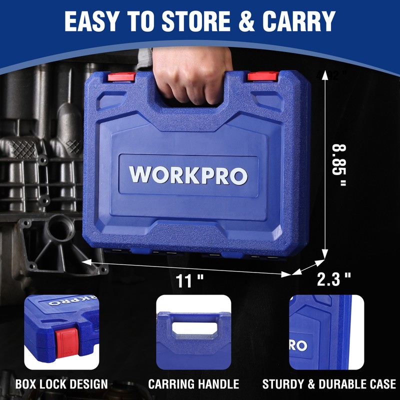 WORKPRO 14pc1/2''Drive Deep Impact Socket Set 6-Point Impact Deep w/Storage Case gallery