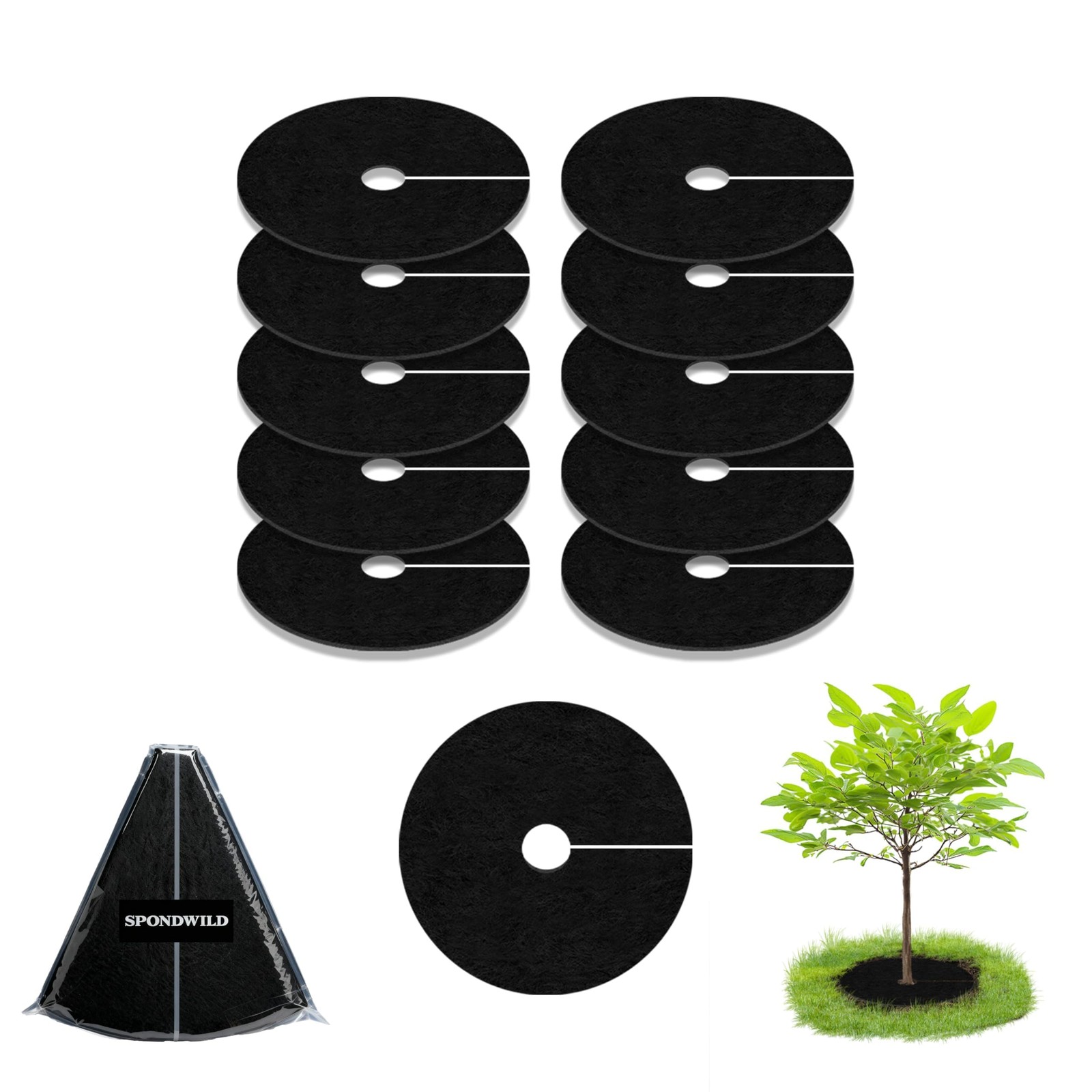 Tree Mulch Ring, 10 Pack 16" Non-Woven New Tree Protector, Reusable Tree Ring... gallery