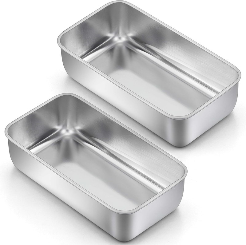 2 Pack Bread Loaf Pans for Baking Bread, 9x5Inch Stainless Steel Meatloaf Bak... gallery
