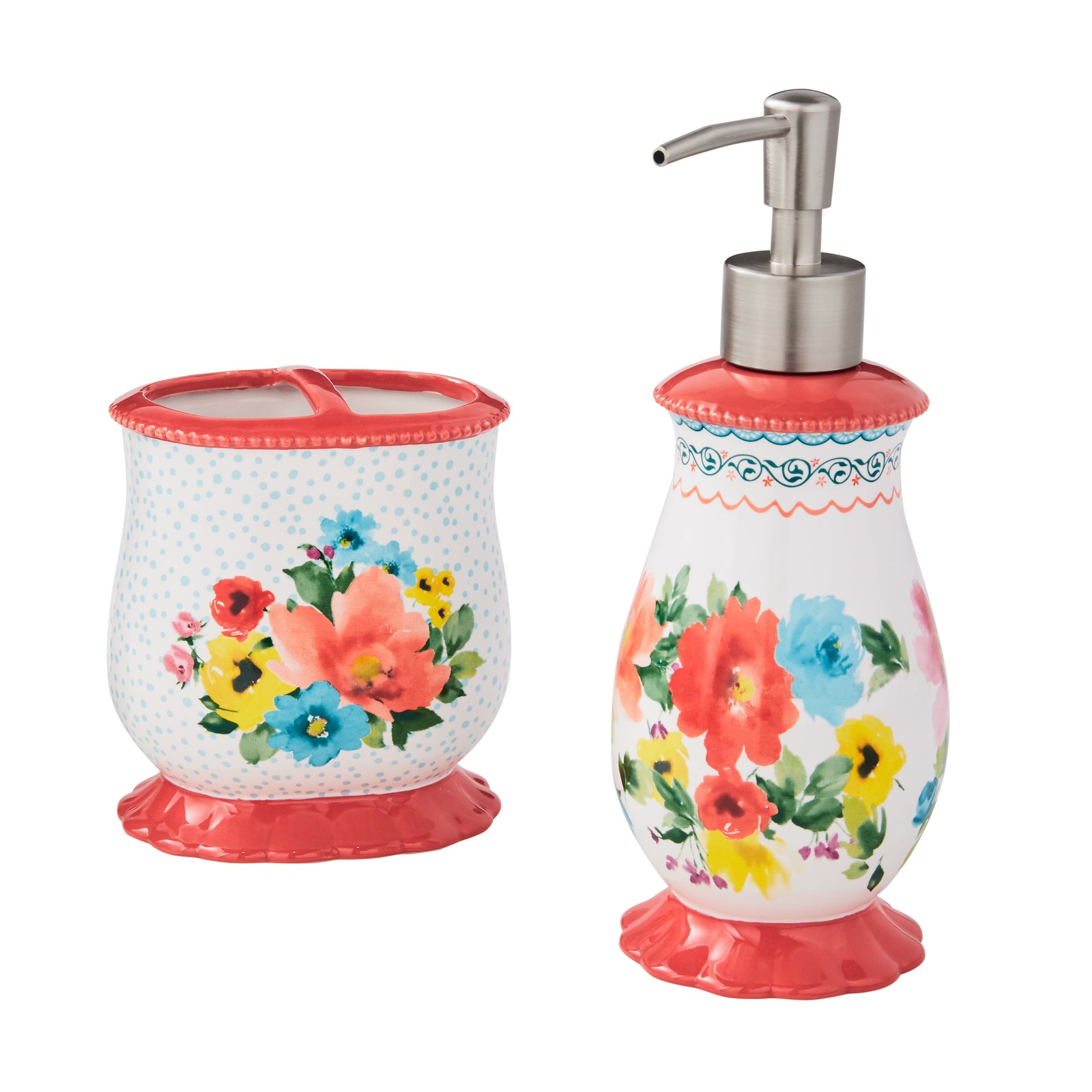 Multi- Color 2 Piece Ceramic Bath Accessories Set, The Pioneer Woman Breezy gallery