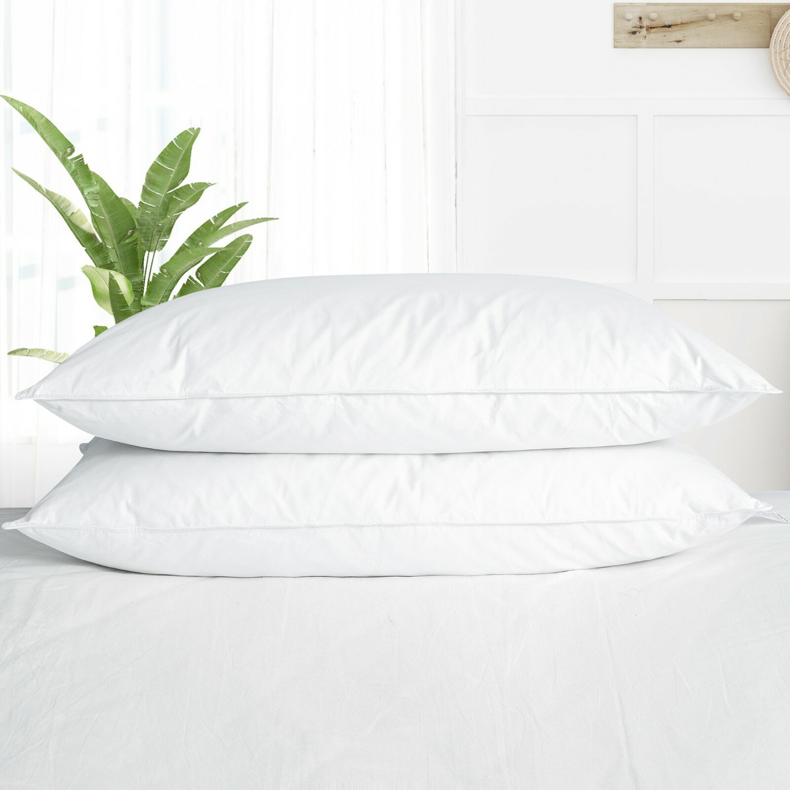 HOTEL Quality 2 Pack White Goose Down Feather Bed Pillows Queen or King Pillow gallery