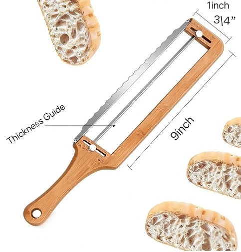 Manual Adjustable Bread Knife Bamboo Bread Knife With Stainless Steel Blade gallery