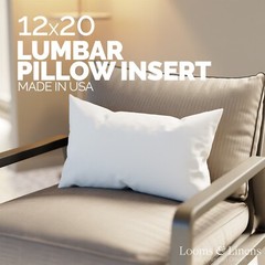 12 x 20″ Lumbar Pillow Inserts Forms Down Alternative Boudoir Pillows USA Made