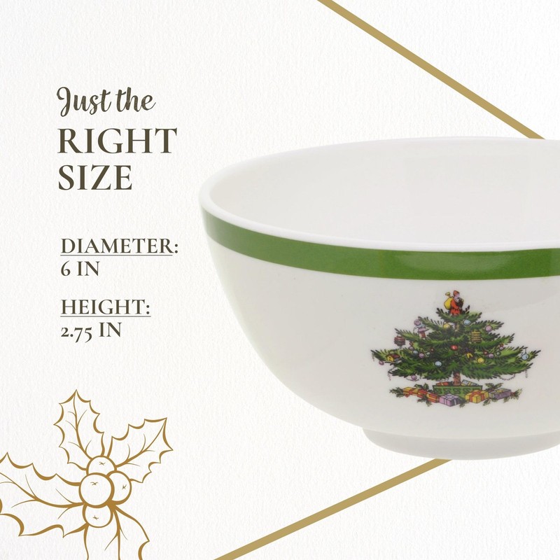 Spode christmas tree 6-inch melamine bowls - set of 4 festive for soup, dessert gallery