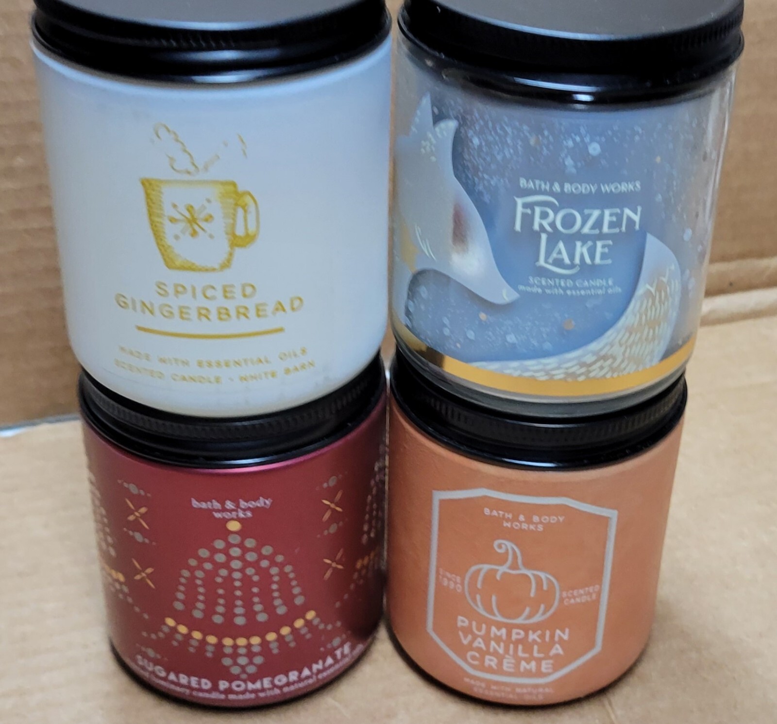 Bath & Body Works x4 Pomegranate, Pumpkin Vanilla, Gingerbread, Lake 7oz Candles gallery