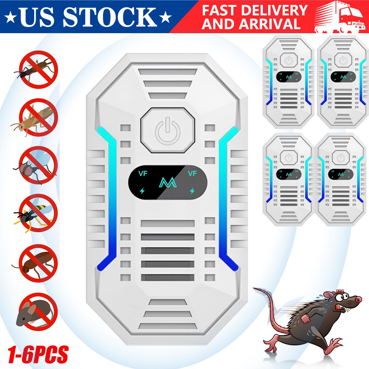1-6Pcs Ultrasonic Plug In Pest Repeller Deter Mouse/Mice/Rat/Insect Repellent US gallery
