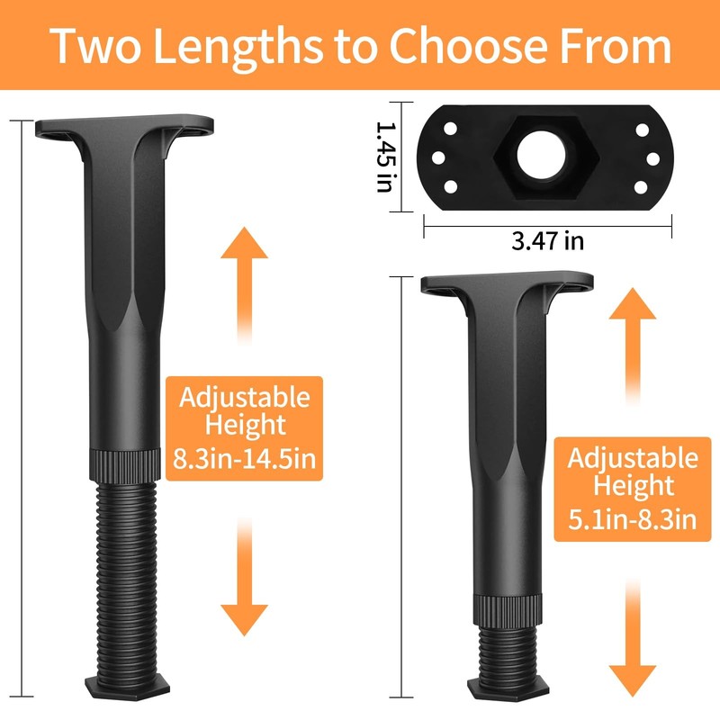 8PCS Adjustable Bed Support Legs Frame Support Legs for King Queen Bed Slats, He gallery