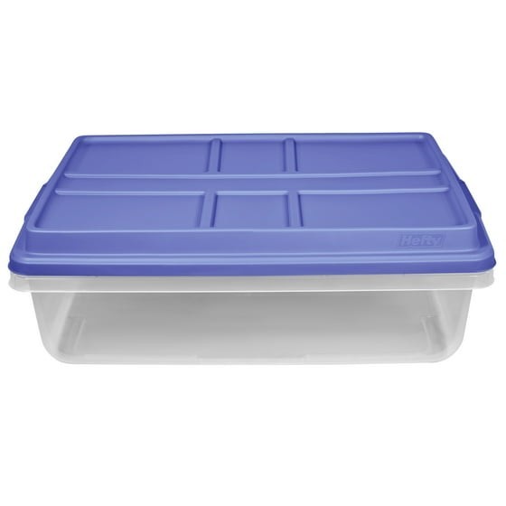 , 40 Quart Clear Storage Bin, Latched Storage Container, with HI-RISE Blue Lid gallery