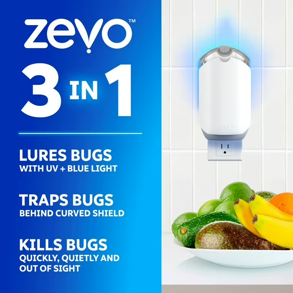 Zevo Flying Insect Trap (1 Plug-in Base + 3 Cartridges) Featuring Blue UV Light gallery