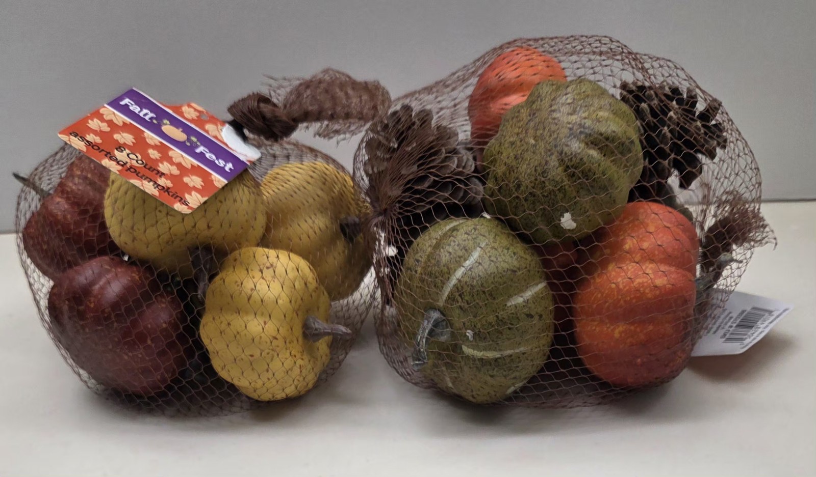 Autumn/Fall Pumpkins Artificial Orange Green Red Yellow, Pinecones Lot 2 NEW gallery