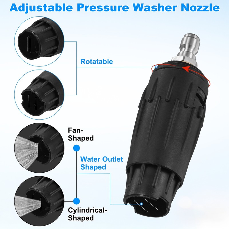 1-Pack Pressure Washer Tips, Adjustable Pressure Washer Nozzle, 2.5GPM [Black] gallery