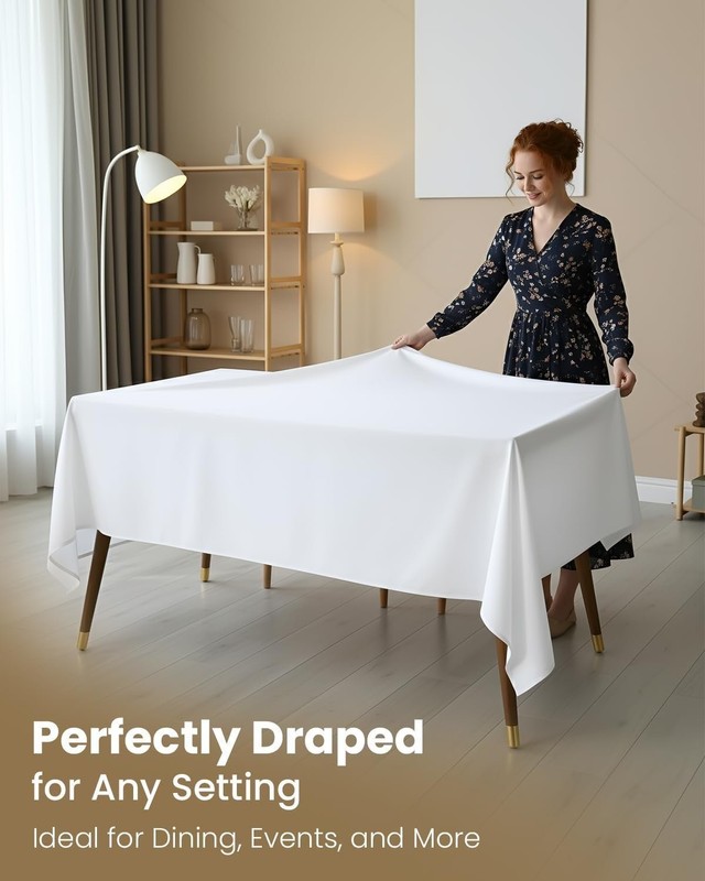 Utopia Kitchen Rectangle Table Cloth 2 Pack(60x102 Inches, White), Tablecloth... gallery