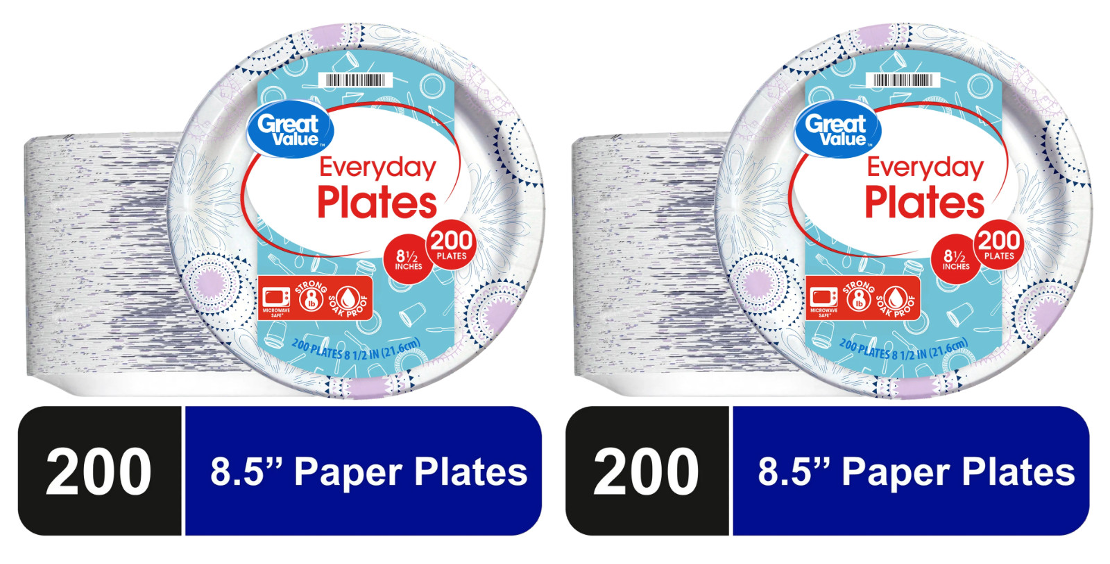 Great Value Everyday Disposable Paper Plates, 8.5", 400 Count gallery