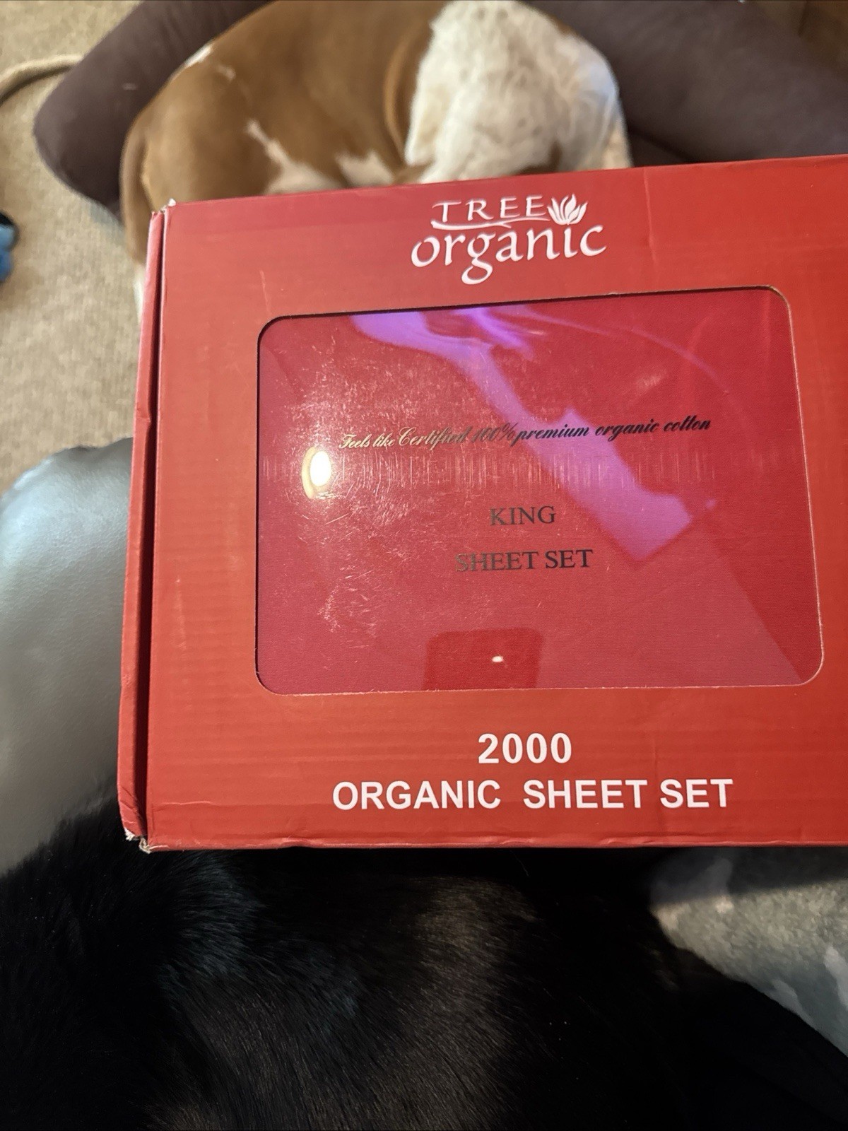 Tree Organic Cotton King Sheet Set 2000 Thread Count 4-Piece, Red gallery