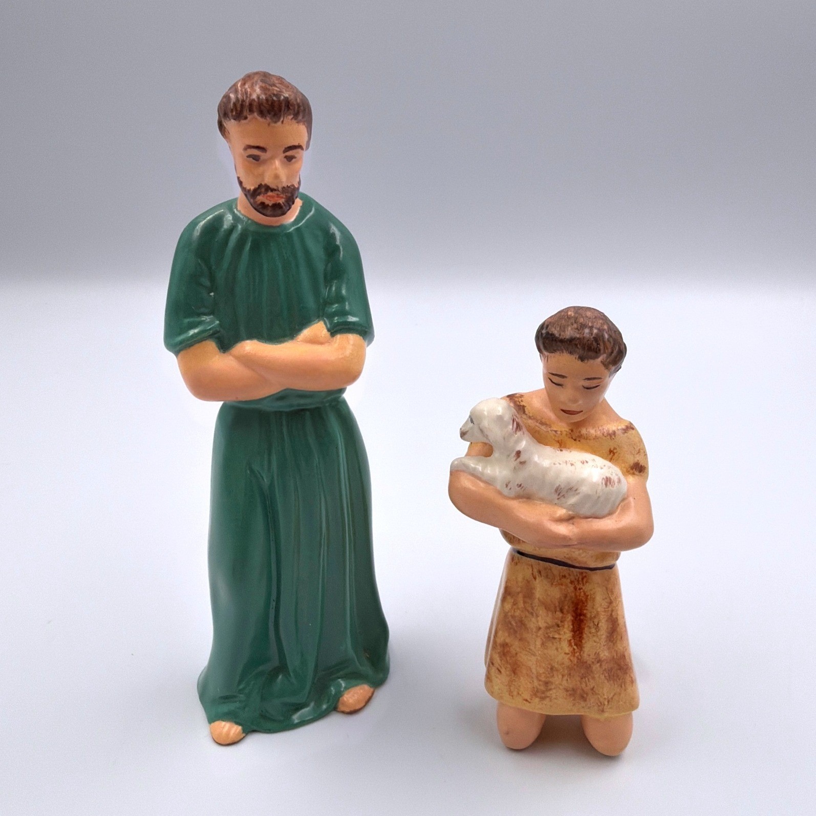 Vintage Nativity Ceramic Hand Painted Shepherd Figures Set of 2 Replacements gallery
