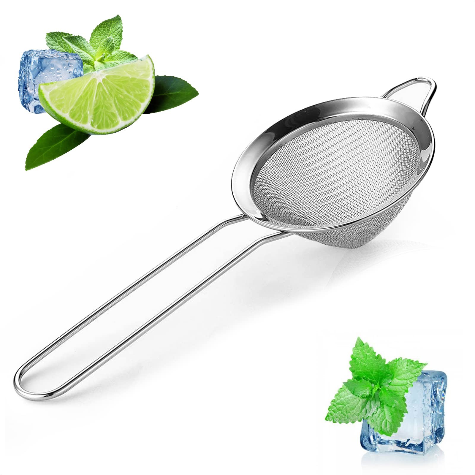 Mesh Cocktail Strainer - 9 Inches Mini with Handle, Silver gallery