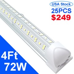 25 Pack 4 Ft Led Shop Light Fixture Linkable T8 4Ft Led Tube Light Bulbs 48″ 72W
