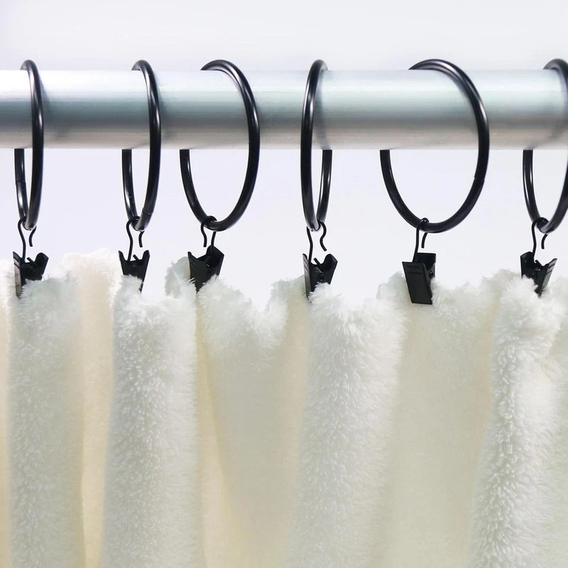 🪟 Extra Large Curtain Rings with Clips – 10 Pack, 2.5 Inch XL Rustproof Metal R gallery