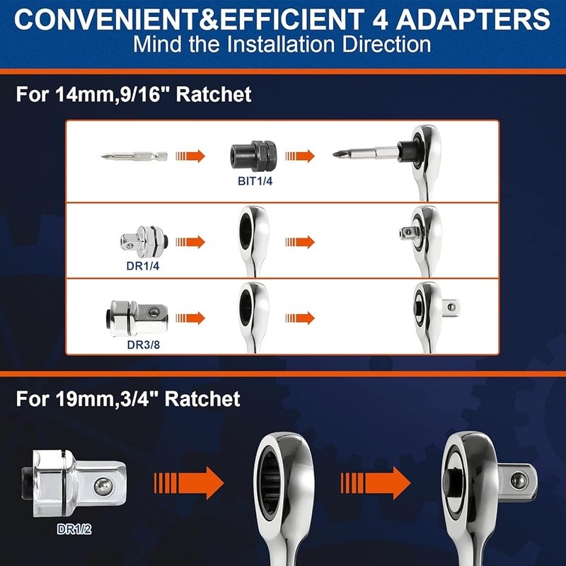 72-Tooth Ratchet Wrench Set Combination Tool SAE Metric Chrome Vanadium Steel US gallery