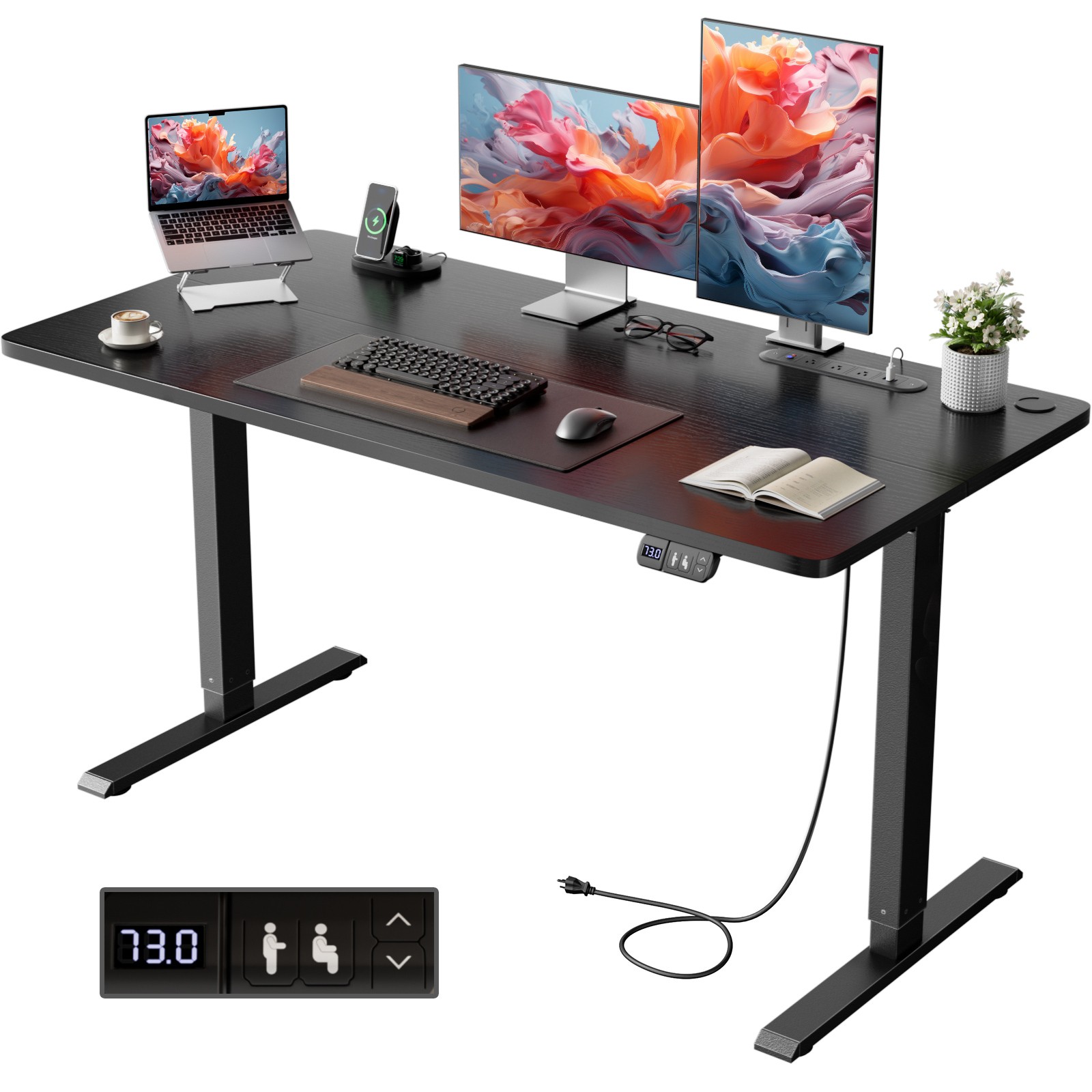 Standing Desk with Outlets, Sit Stand Desk, Adjustable Height Home Office Desk gallery