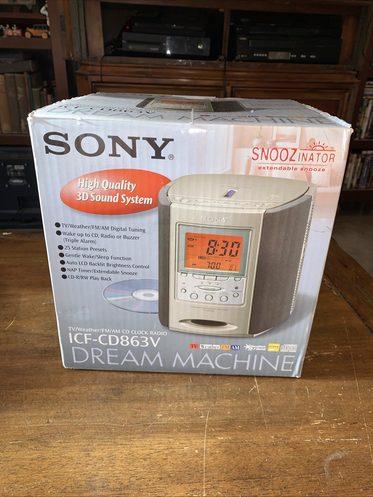 Sony Dream Machine ICF‑CD863V Clock Radio CD Player AM/FM/TV Weather gallery