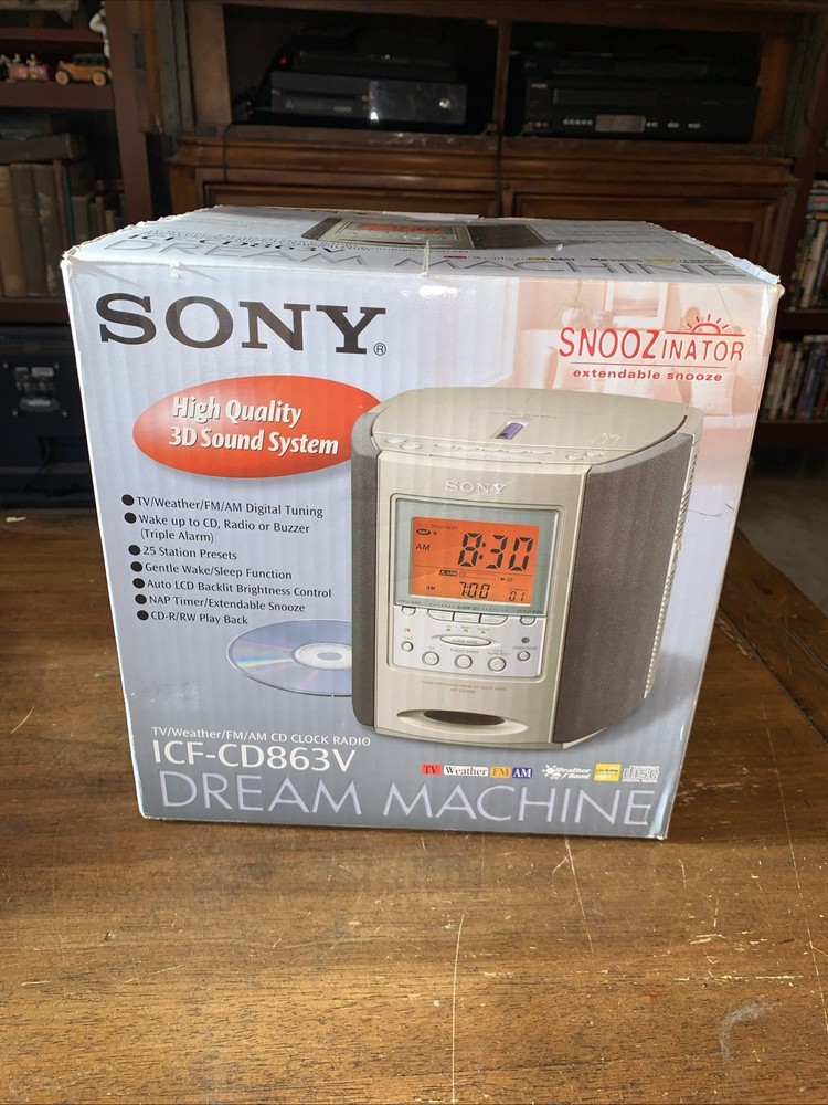 Sony Dream Machine ICF‑CD863V Clock Radio CD Player AM/FM/TV Weather