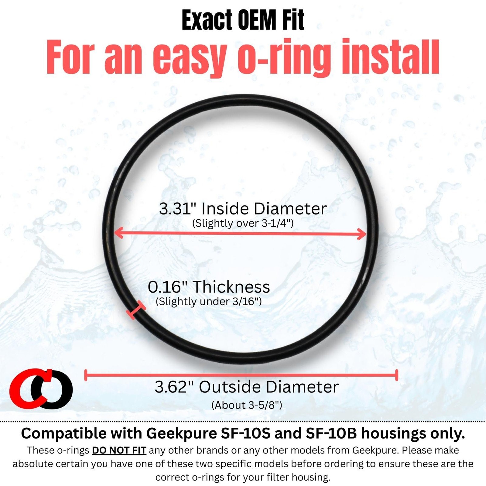 Replacement O-Rings ONLY for Geekpure SF-10S / SF-10B Filter Housings (4 Pack) gallery