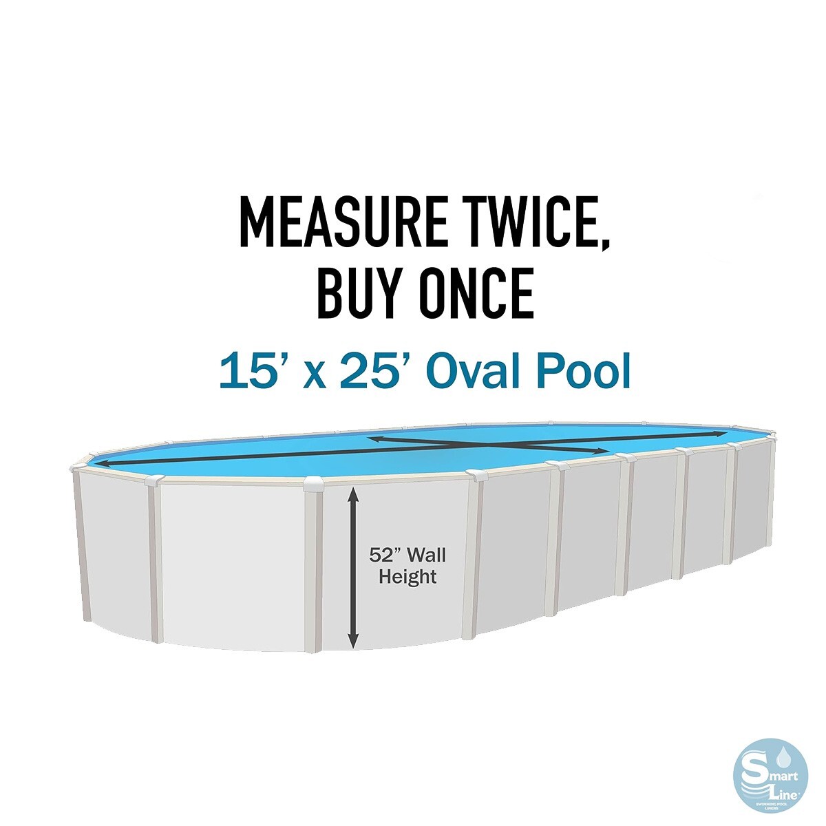 SmartLine 15 x 25 x 52" Oval Liner Fits Esther Williams / Johnny Weismuller Pool gallery