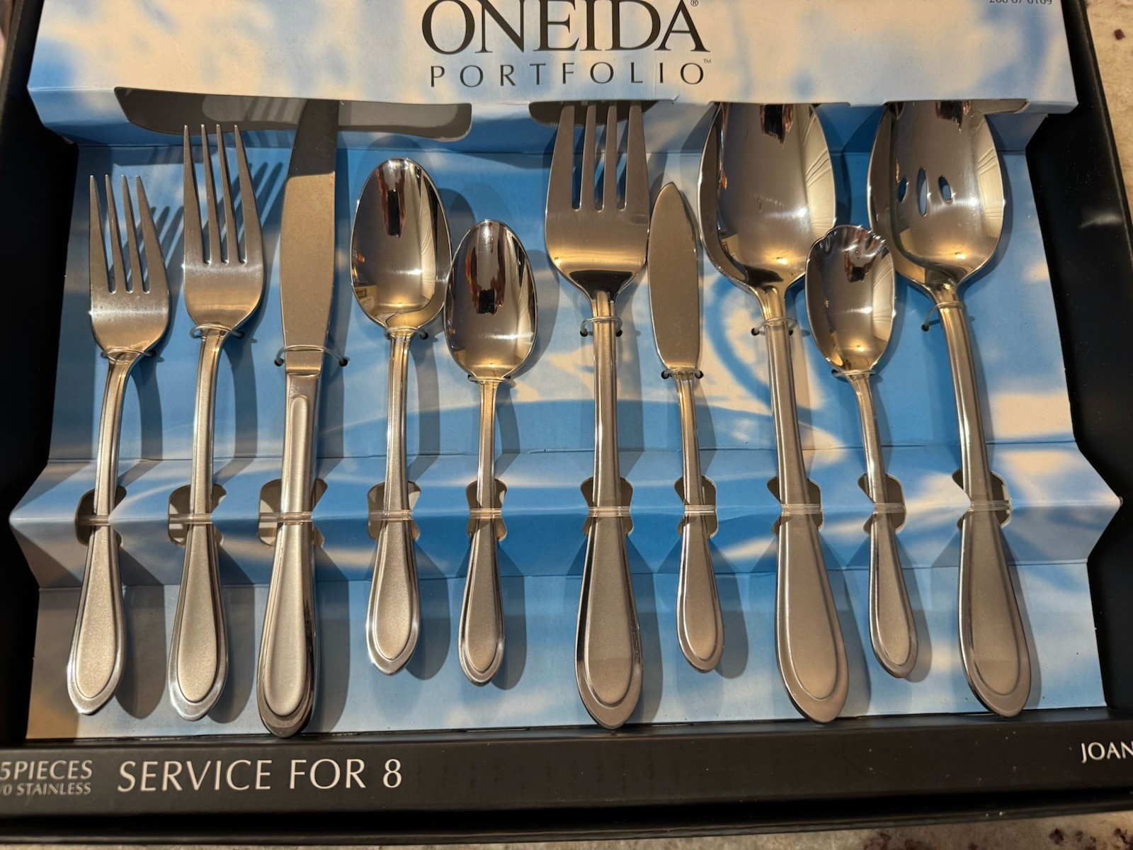 45 pcs - Oneida JOANN Gourmet Flatware Set - 18/0 STAINLESS Service 8 + HOSTESS gallery