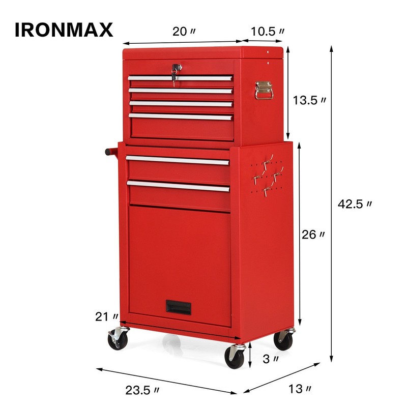 2 PCS Rolling Tool Cabinet Storage Chest Box Garage Box Organizer w/ 6 Drawers gallery