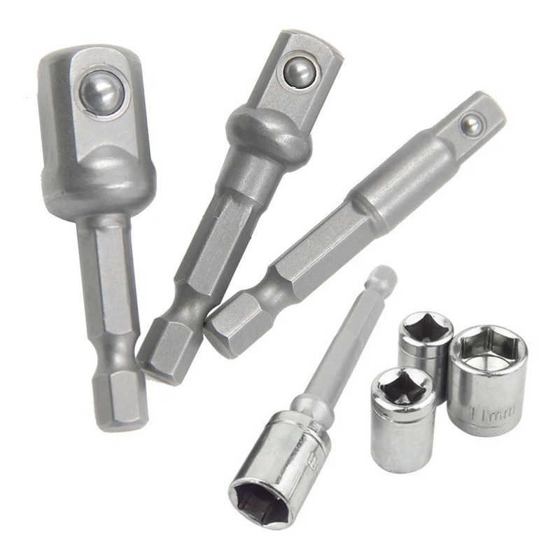 1/4" 3/8" 1/2" Socket Adapter Drill BIts Set Hex Shank Impact Driver Tools - NEW gallery