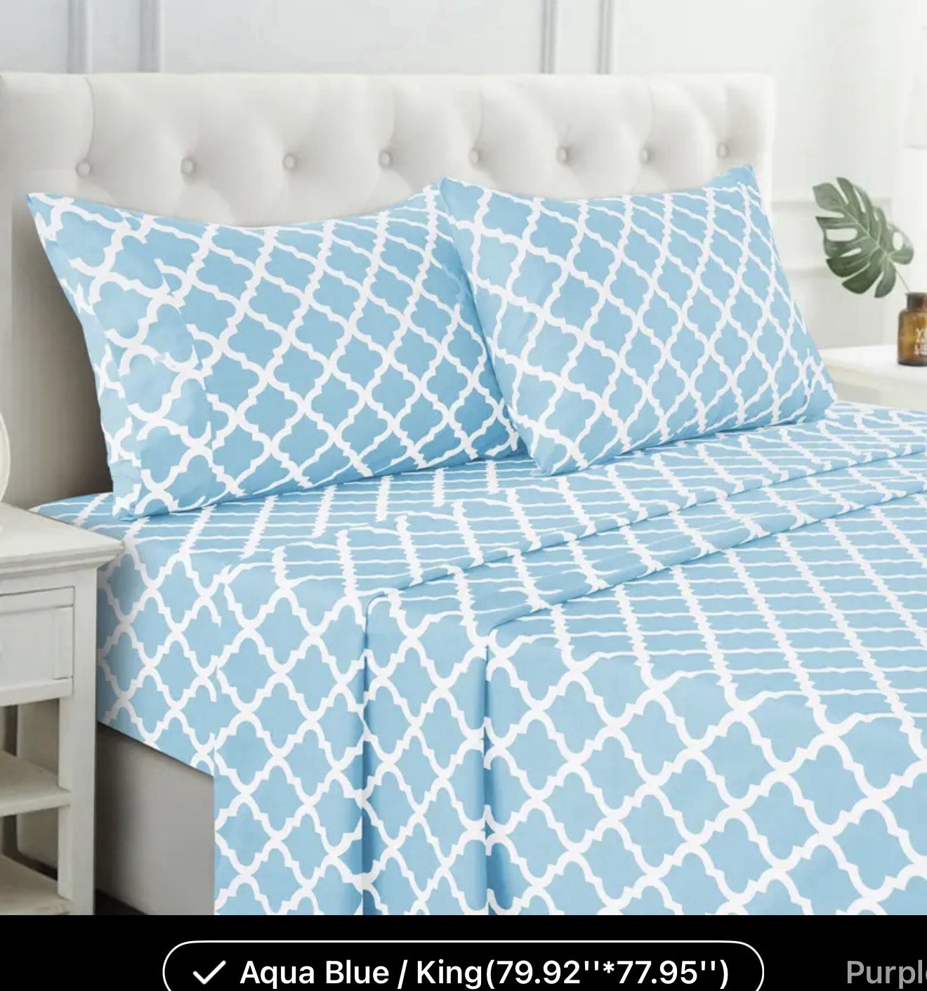 Lux Decor Collection Bed Sheets Paisley Light Blue King Size 4-Piece gallery