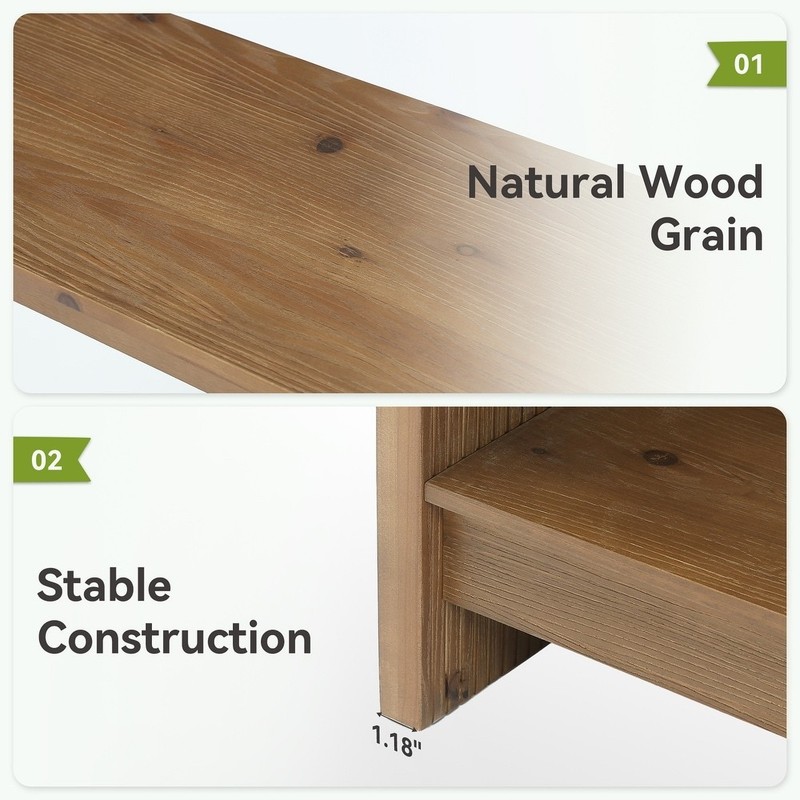 63"Solid Wood Rectangula Sofa Console Table w/ 2-Tier Storage Shelf for Entryway gallery