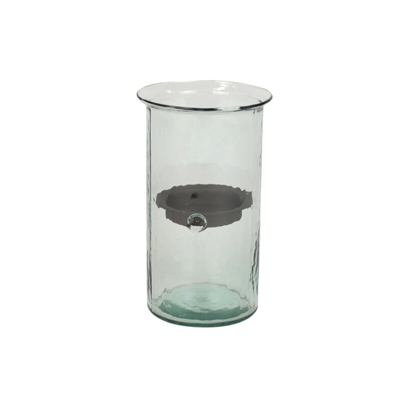 Classic Medium 10 Inch Tall Glass Hurricane Rustic Pillar Candle Holder Textured gallery