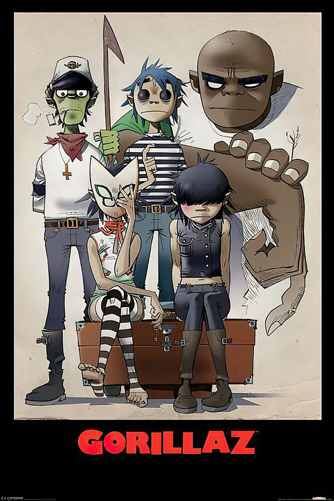 Gorillaz - Music Poster (All Here - The Gang / Comic Characters) (Size 24 X 36")