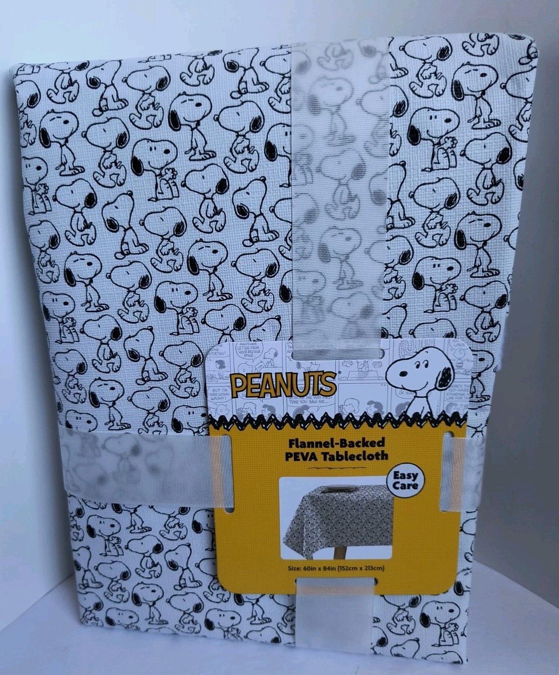 Peanuts SNOOPY Black & White Flannel Backed PEVA Tablecloth 60" x 84" NEW! Free gallery