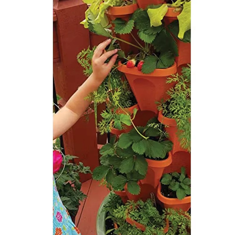 Mr. Stacky Vertical Planter Terracotta Plastic Stackable Self-Watering (5-Pack) gallery