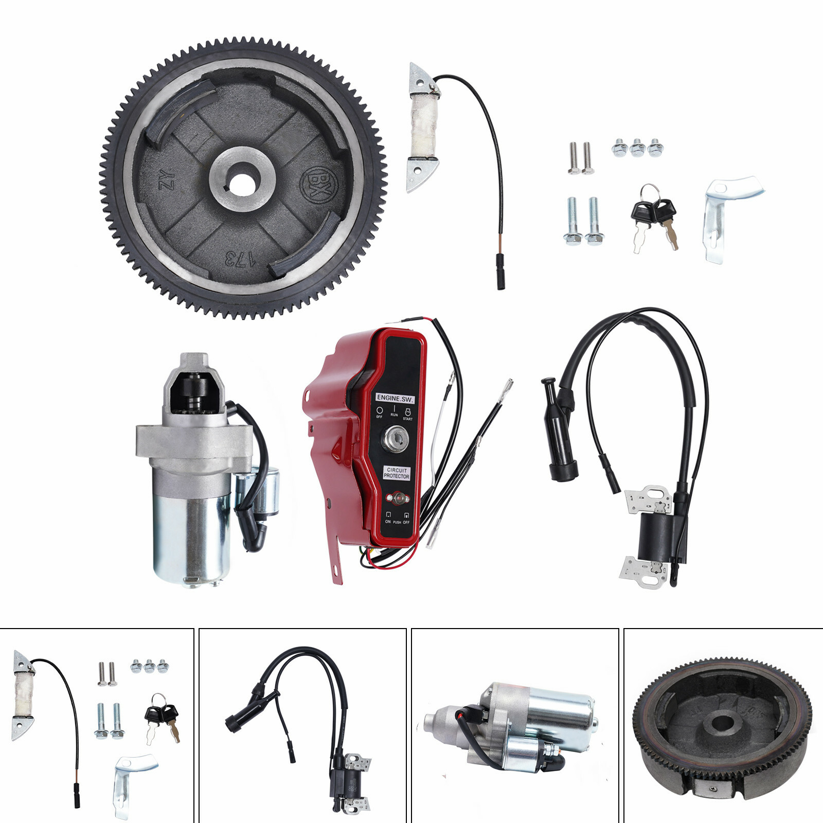GX240 GX270 Electric Start Kit Starter Motor for Honda Flywheel Switch Engine US gallery