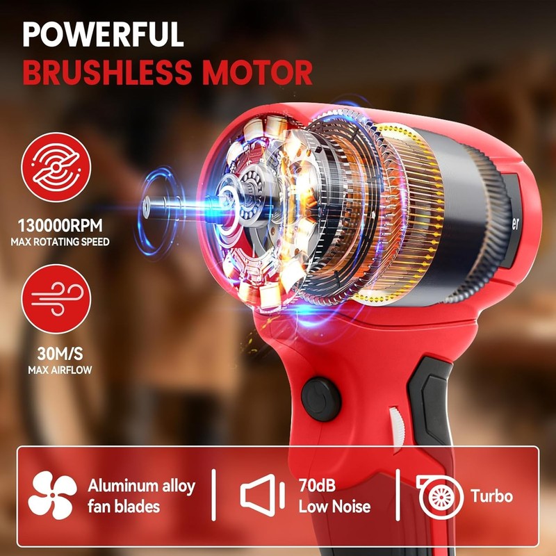 Cordless Leaf Blower for Milwaukee 18V Battery 130,000 RPM Jet Blower w/5 Nozzle gallery