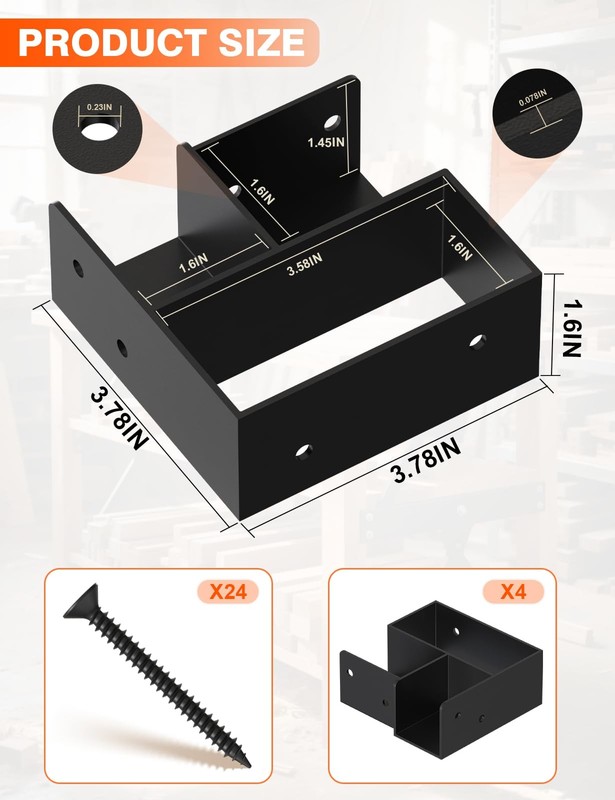Heavy Duty Workbench Bracket Kit 4 Pcs 3-Way Right Angle Fits 1.6x3.6 Wood gallery