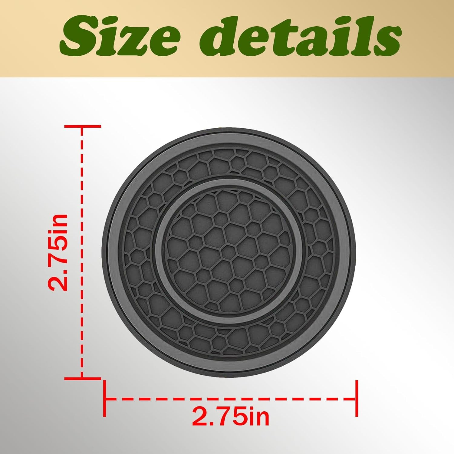 2-Pack Car Cup Holder Coasters, .75 Inch Non-Slip Silicone Insert Color: Gray gallery