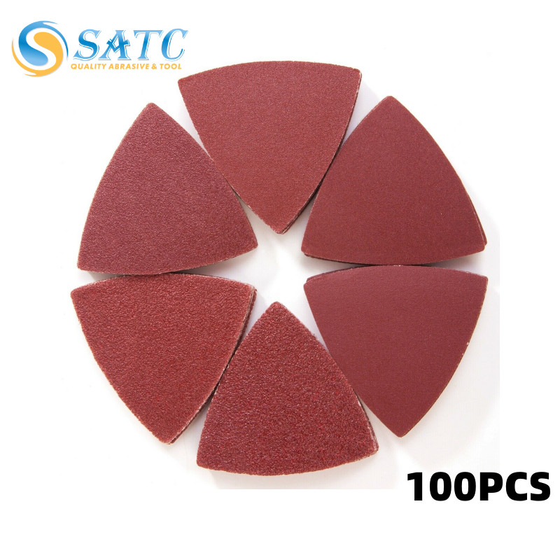 100PCS Multi-Tool Hook Loop Sandpaper Disc Triangle Sanding Pads for Oscillating gallery