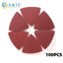 100PCS Multi-Tool Hook Loop Sandpaper Disc Triangle Sanding Pads for Oscillating