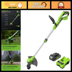 24V Cordless String Trimmer/Edger, 12″ Cutting Width, Ultra-Light 6 lbs, Battery