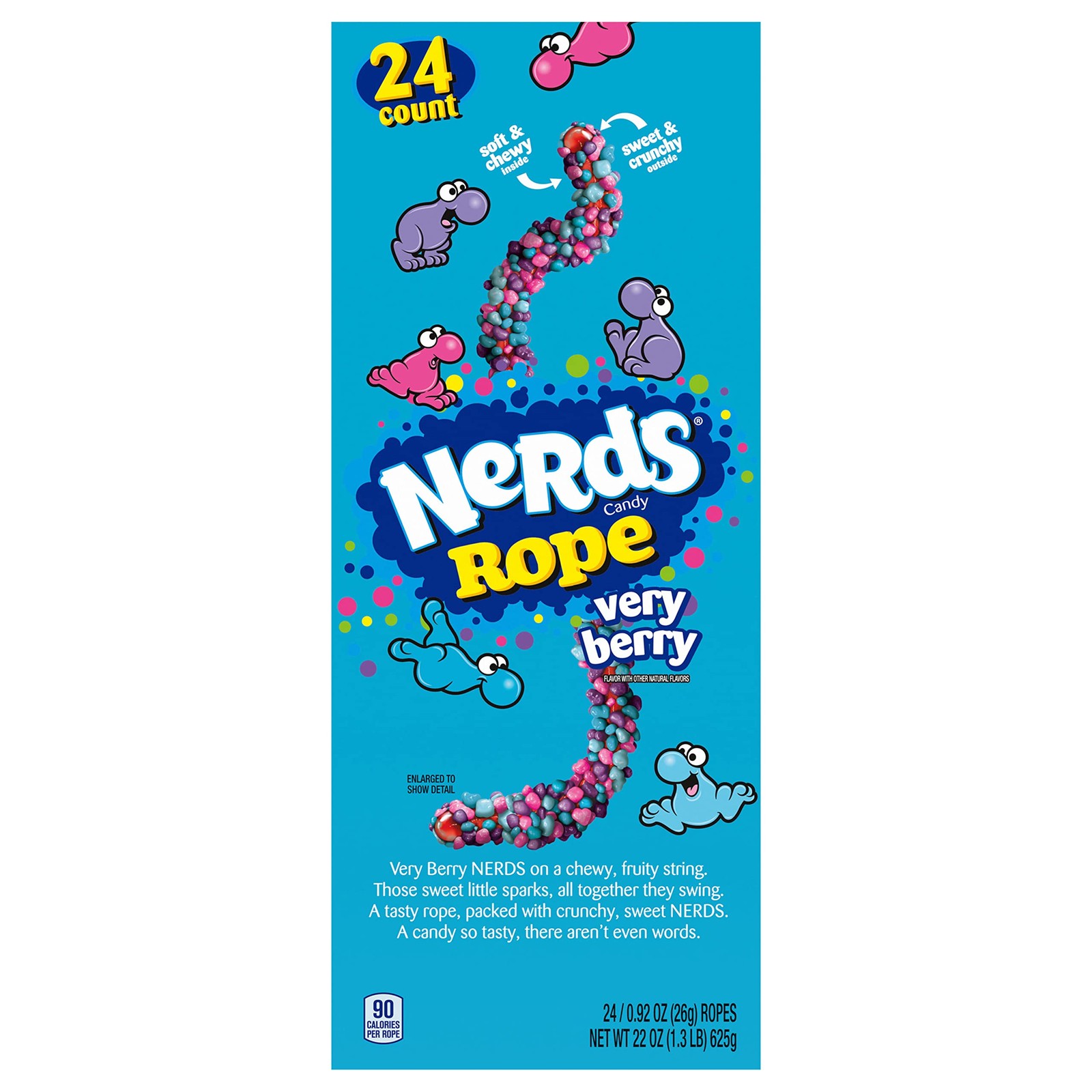 Nerds Rope Candy, Very Berry, 0.92 Ounce Ropes 24 24 Count (Pack of 2), Blue gallery