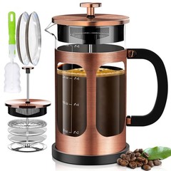 French Press Coffee Maker (34oz 1Quart 5-6Cup) Coffee Press, with 4 Filters S…